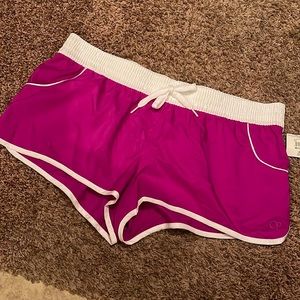 Magenta pink and white swim short